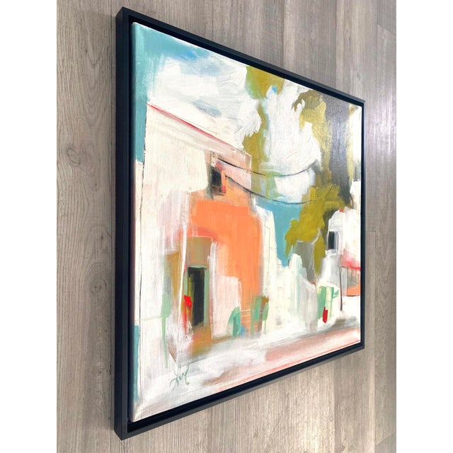 Early 21st Century Promenade by Leigh Ann Van Fossan | Acrylic Painting of a colorful street scene with buildings For Sale - Image 5 of 5