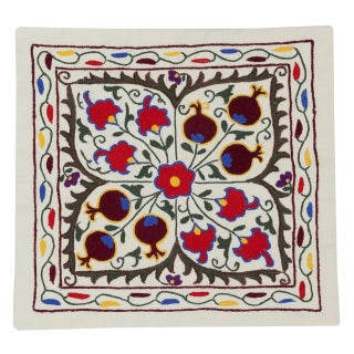 19"x17" 100% Cotton Cushion Cover. Embroidered Pillowcase. Uzbek Throw Pillow For Sale
