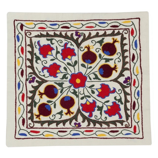 19"x17" 100% Cotton Cushion Cover. Embroidered Pillowcase. Uzbek Throw Pillow For Sale