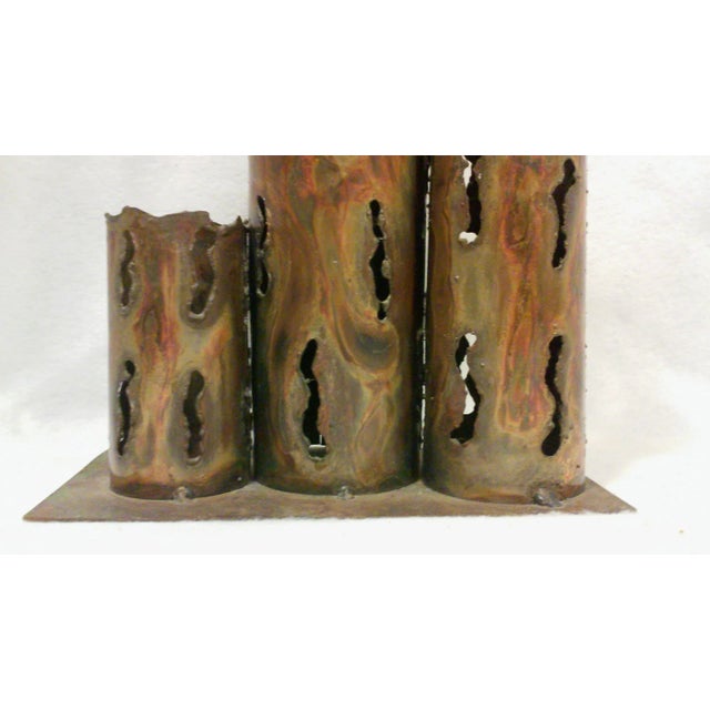 Mid-Century Brutalist Triple Torch Cut Sculptural Vase in the Manner of Paul Evans For Sale In Detroit - Image 6 of 8
