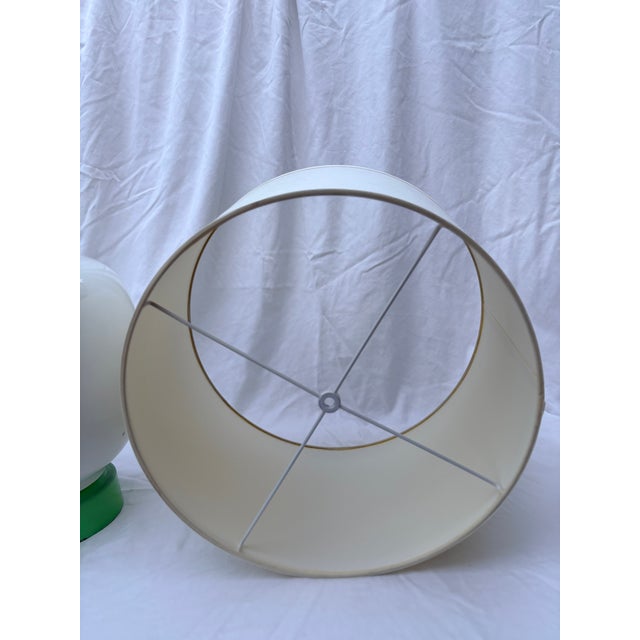 Mid 20th Century Two-Tone White and Green Globe Table Lamps, a Pair For Sale - Image 10 of 10