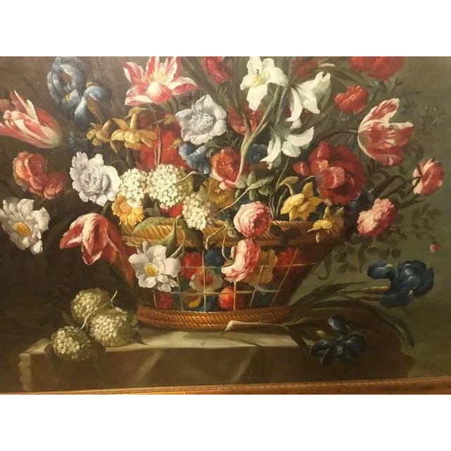 Wood Still Life Flower Bouquet Oil on Canvas, Modern Style, Framed, 1980s For Sale - Image 7 of 12