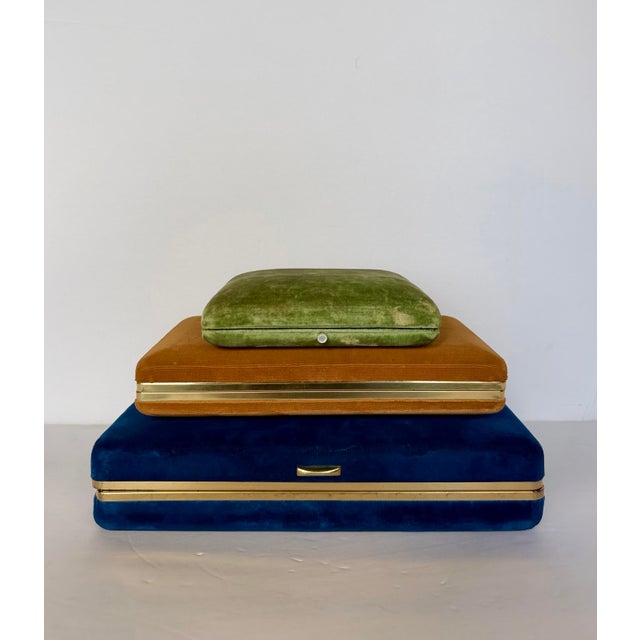 Hollywood Regency Mid-Century Velvet Jewel Tones Rectangular Jewelry Boxes – Set of 3 For Sale - Image 3 of 11