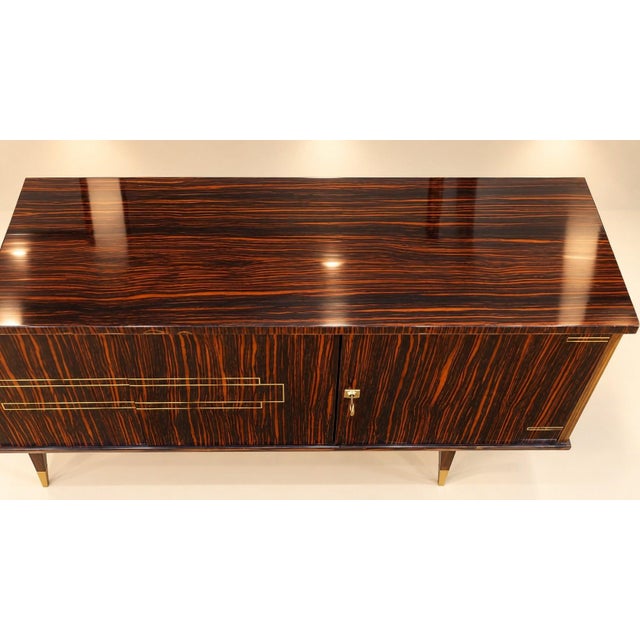 Vintage Art Deco Sideboard in Macassar Ebony Veneer and Brass, 1960s For Sale - Image 3 of 7