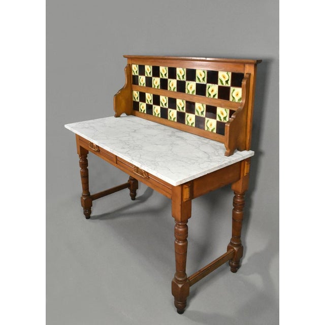 Edwardian Washstand in Marble and Birch, 1890s For Sale - Image 3 of 18