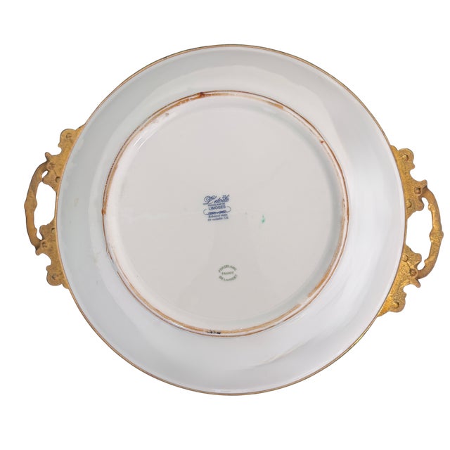 Limoges, France Vintage L’etoile Limoges Fragonard Porcelain Handled Tray 22k Gold France For Sale - Image 4 of 10