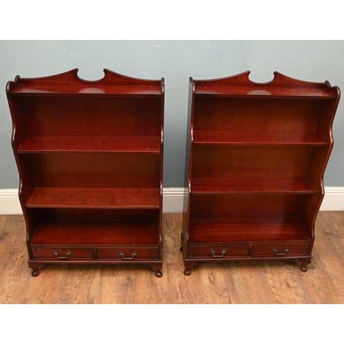 Regency Open Waterfall Bookcases in Mahogany, Set of 2 For Sale - Image 6 of 10