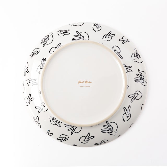Abstract Rabbit Run Accent Plate With Hand-Painted Gold Rim For Sale - Image 3 of 3