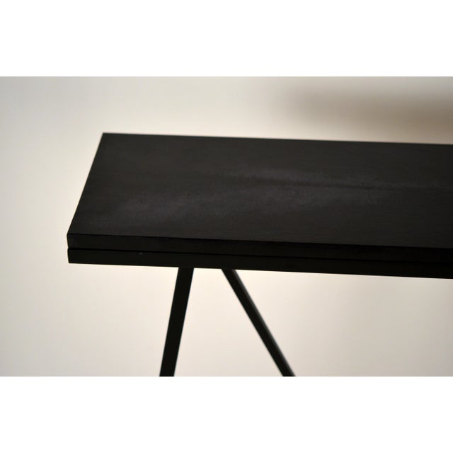 Metal 'Trapèze' Blackened Steel and Goatskin Console by Design Frères For Sale - Image 7 of 10