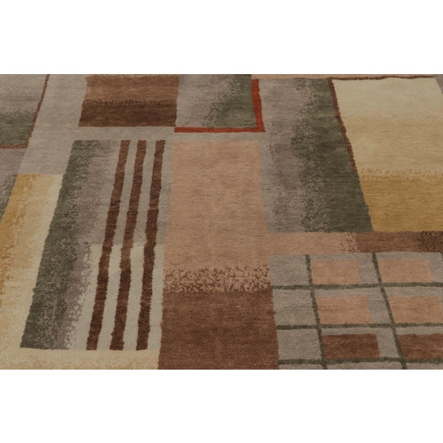 2010s Rug & Kilim’s French Art Deco Style Rug in Beige-Brown With Geometric Patterns For Sale - Image 5 of 8