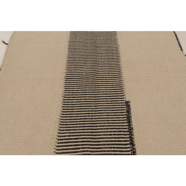 Rug & Kilim Rug & Kilim's Contemporary Rez Kilim Flatweave With Linear Black Design For Sale - Image 4 of 10