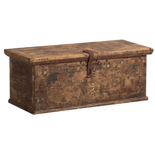 Antique Painted Chest with Floral Motifs, 1900 For Sale