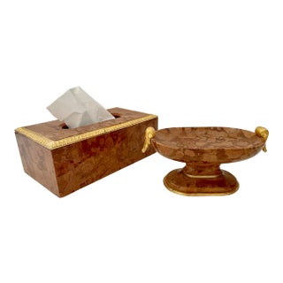 Neoclassical Marble Tissue Box & Soap Dish For Sale