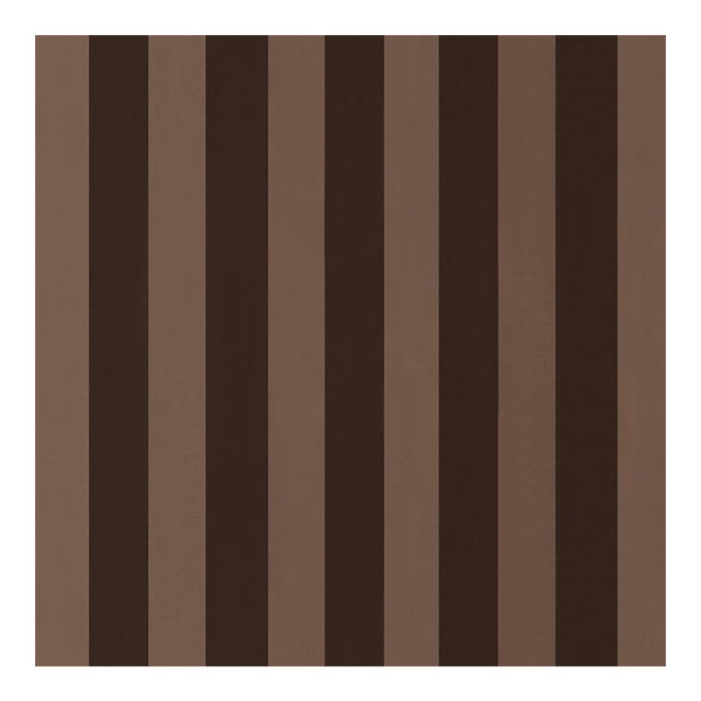 Sample - Schumacher Roosevelt Awning Stripe Fabric In Brown For Sale