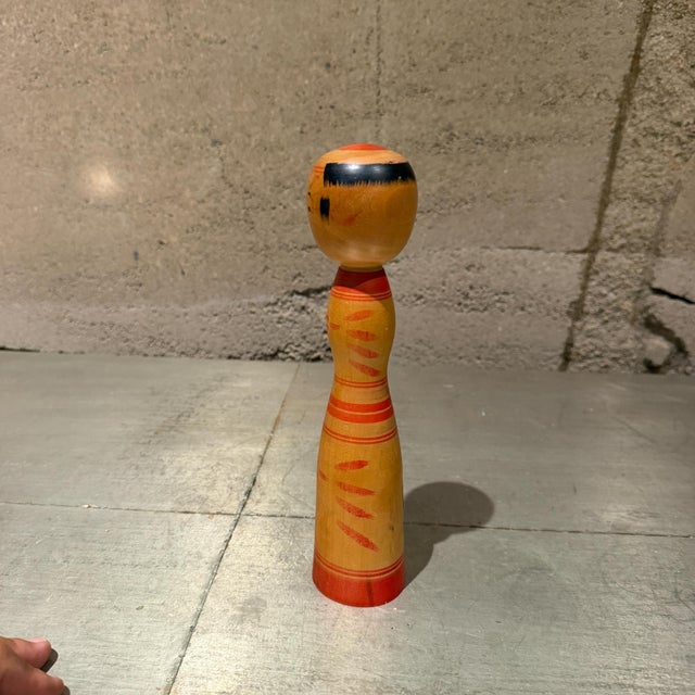 Mid-Century Modern Traditional Japanese Kokeshi Doll Signed, Mid Century Modern Japan For Sale - Image 3 of 10