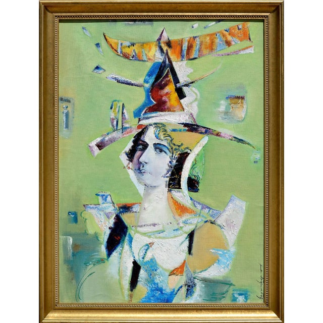Surrealism Card Illusion Portrait by Vadim Kurov Oil on Linen 1999 For Sale In Monterey, CA - Image 6 of 6