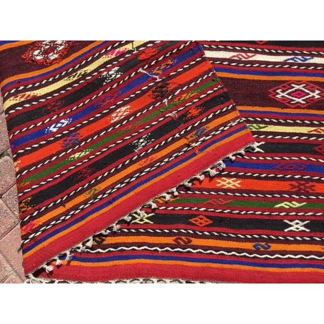 Vintage Turkish Kilim Rug - 78" X 123" For Sale - Image 9 of 10