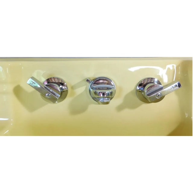 1957 Vintage "Standard" Companion Manchu Yellow Porcelain Sink With Chrome Legs ~Nice~ For Sale - Image 4 of 18
