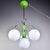 Found in Italy, this four light fixture dates from the early 1970s. Polished chrome frame with apple green enamel accents...