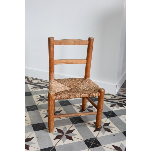 Antique Children's Chair in Wood with Straw Seat, 1970s For Sale - Image 10 of 10