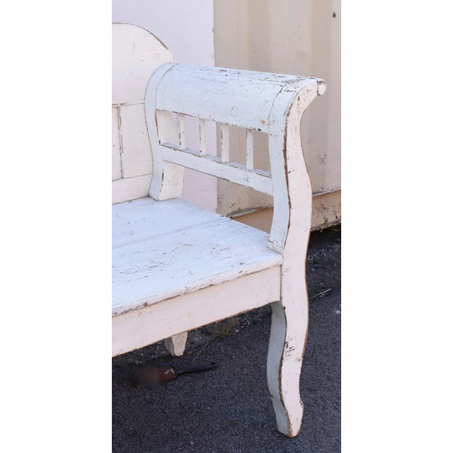 Rustic European Painted Pine and Oak Bench or Settle, Circa 1890 For Sale - Image 3 of 12