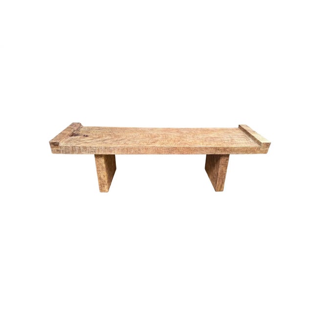 Wood Sculptural Mango Wood Bench Hand-Crafted, Modern Organic For Sale - Image 7 of 7