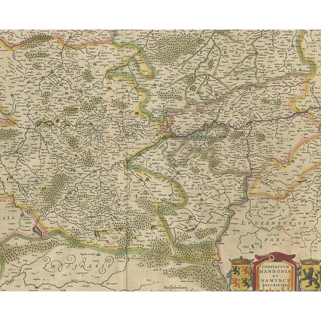 Antique Map of the Hainaut and Namur Region attributed to Janssonius, 1640 For Sale - Image 4 of 5