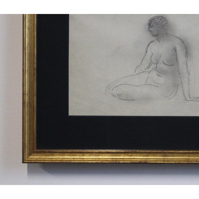 Guillaume Dulac, Sketch Portrait of Seated Nude, 1920s-1940s, Pencil on Paper For Sale - Image 4 of 10