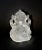 A remarkable 5 lb solid rock crystal quartz sculpture of Ganesha. Seated on a lotus throne and backed by a radiate...