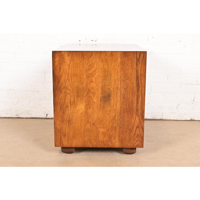 Henredon Mid-Century Modern Campaign Oak Nightstand, Circa 1970s For Sale - Image 11 of 13