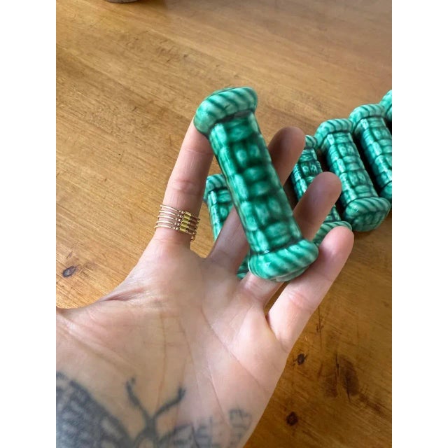 Vallauris Green Ceramic Knife Holders, 1960s, Set of 12 For Sale - Image 10 of 13