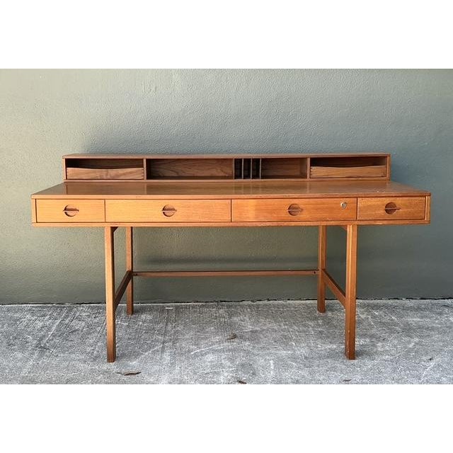 Mid 20th Century Vintage MCM Peter Lovig Nielsen for Hedensted Mobelfabrik Flip Top Teak Writing Desk For Sale - Image 5 of 12