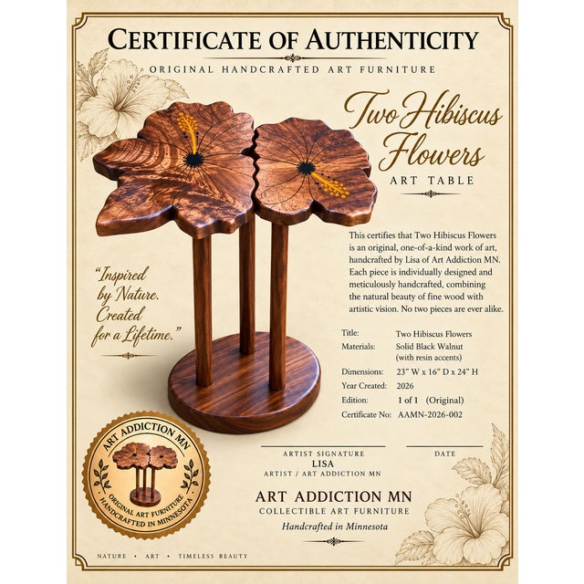 Brown Butterfly Garden — Original Black Walnut Art Table For Sale - Image 8 of 9