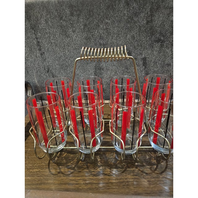 MCN/Vintage Tumblers with Caddy set of 8 in wonderful condition perfect for parties,every day use or just a beautiful display