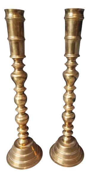 Art Nouveau Brass Candleholders, 1890s, Set of 2