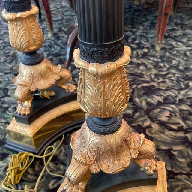 Metal Early 20th Century French Empire Bronze Lamps - a Pair For Sale - Image 7 of 11