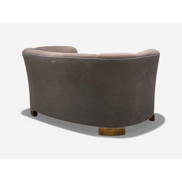 Danish Modern, Banana Sofa, Stained Beech, Fabric, Denmark, 1930s For Sale - Image 9 of 10