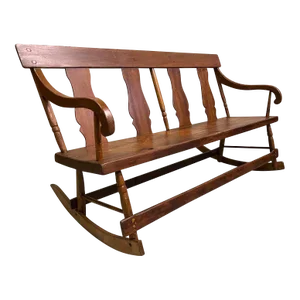 19th Century Pine Rocker Bench.