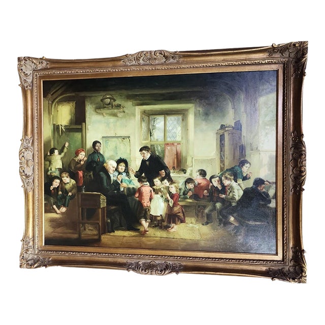 Thomas Faed Vintage Giclee on Canvas - The Visit of the Patron and Patroness to the Village School For Sale