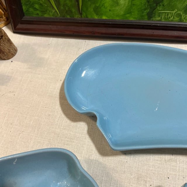 1970s Instant Collection of Blue Frankoma Lazy Bones Ceramic Kitchen Accessories- Set of 4 For Sale - Image 4 of 7
