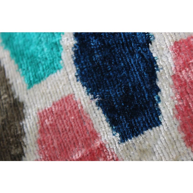 Contemporary Turkish Multi Colors Velvet Silk Ikat Pillow For Sale In Washington DC - Image 6 of 10