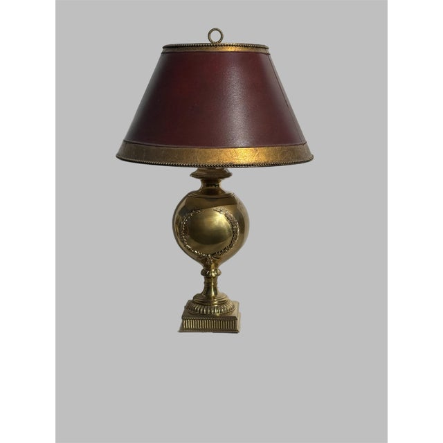 Mid 20th Century Large Gold Neoclassical Hollywood Regency Lamp With Custom Shade For Sale - Image 17 of 18