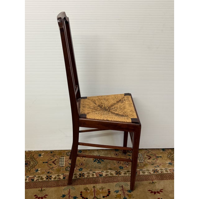 Federal Revival Inlaid Wood Rush Seat Side Chair, Vintage For Sale In San Francisco - Image 6 of 12