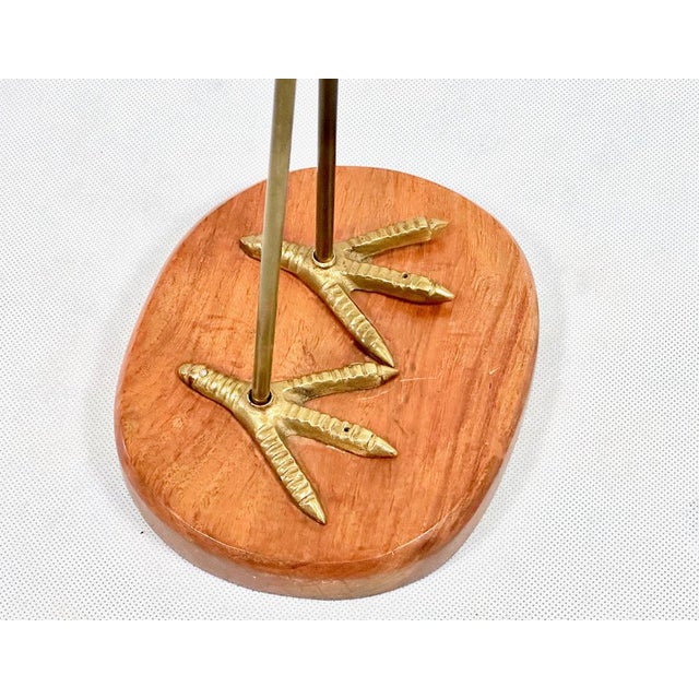 Mid-Century Modern Tall Carved Teak and Brass Heron Figurine, 1960s For Sale - Image 12 of 14