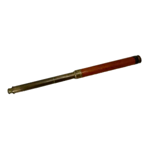 Large Size Late 19th Century Antique Mahogany & Brass Hand Held Ships Spyglass Measures 36 Inches Long