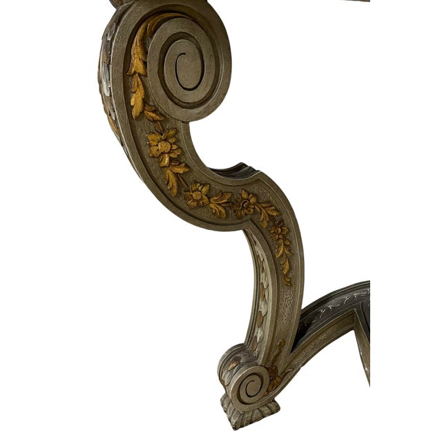 Green 1960s Italian Gilt Console With Carved Details & Dramatic Marble Top For Sale - Image 8 of 12