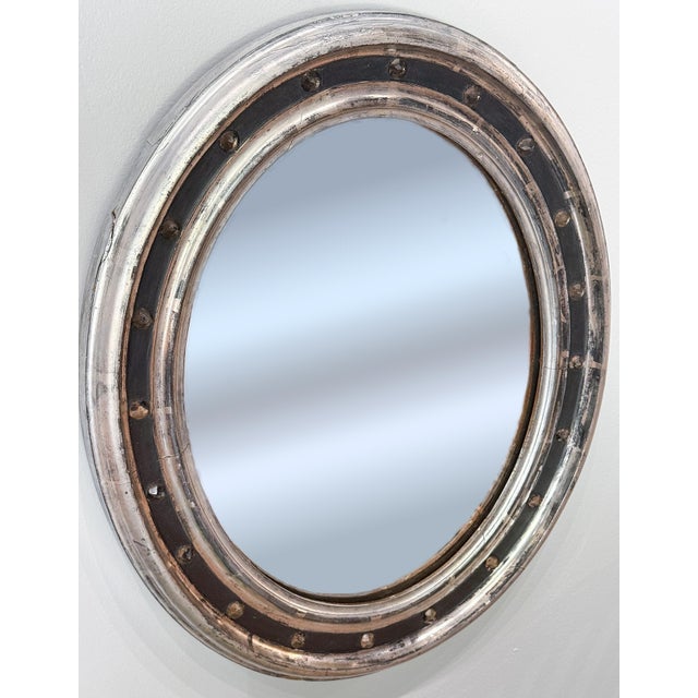 Traditional Irish Ebonized and Silver Parcel Gilt Oval Wall Mirror (H 23 1/4 X W 19 1/4) For Sale - Image 3 of 9