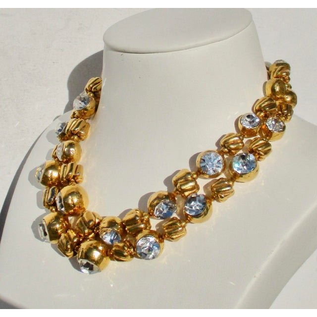 Chanel Necklace Gold Plated With Faceted Rhinestones For Sale In New York - Image 6 of 10