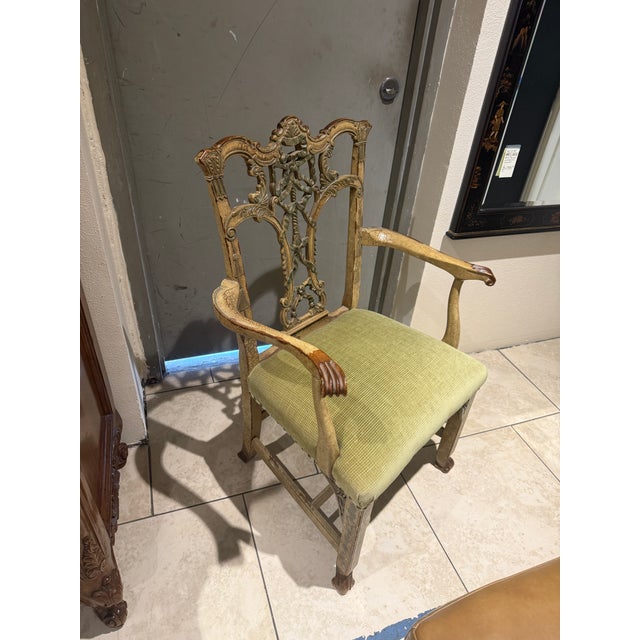 Chinese Chippendale Arm Chair Hand Painted For Sale - Image 15 of 18