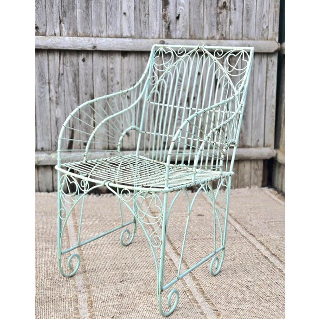 White Vintage Wrought Iron Outdoor Patio Furniture, Attributed For Sale - Image 8 of 10